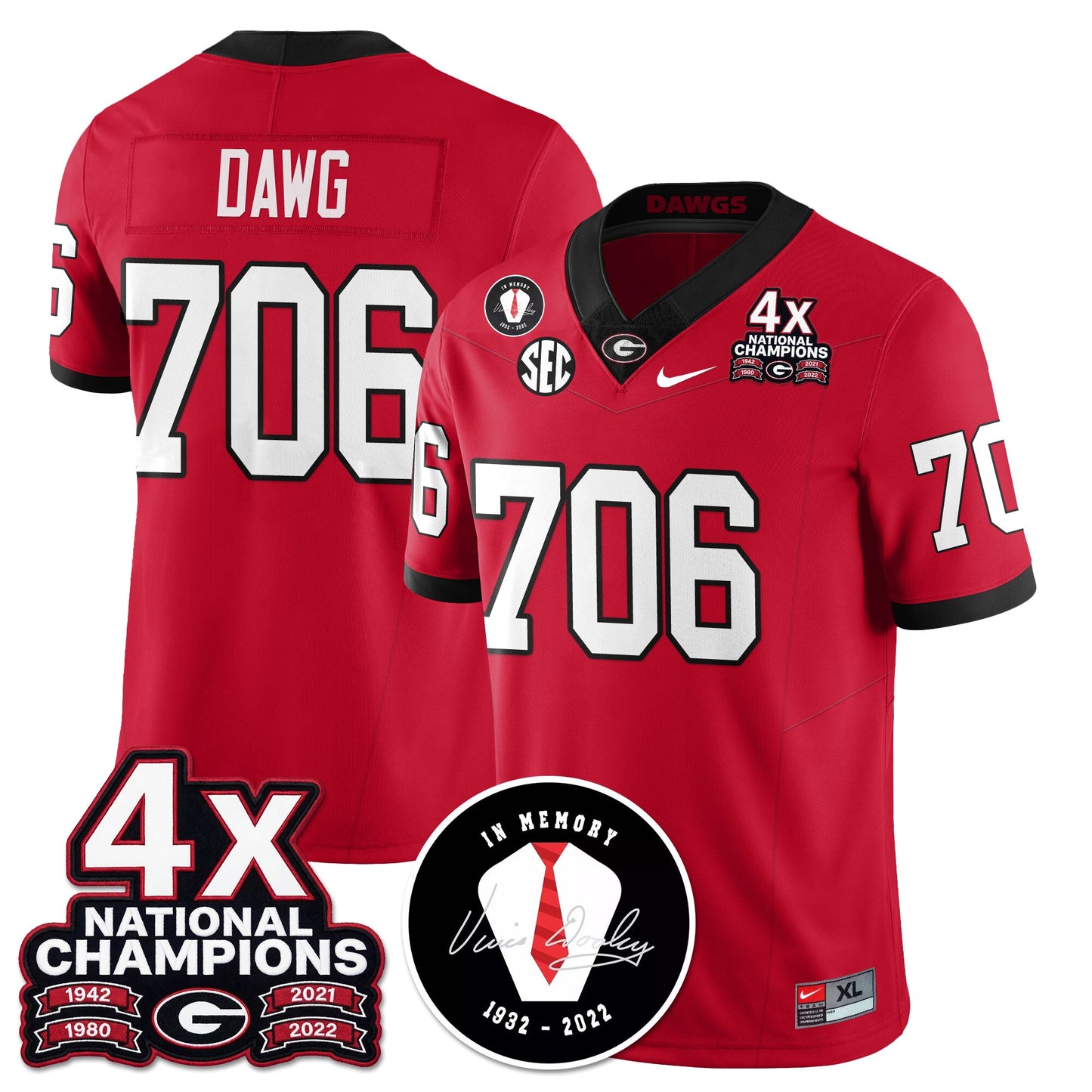 UGA 4x-Time National Champions Vapor Limited Jersey - All Stitched