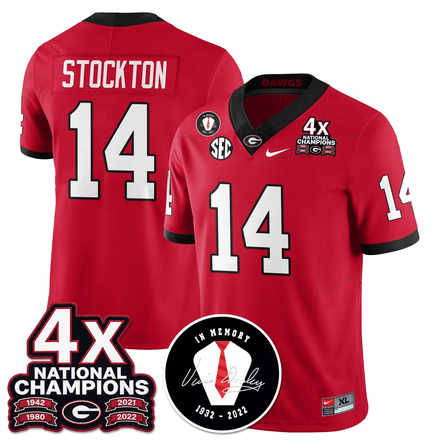 UGA 4x-Time National Champions Vapor Limited Jersey - All Stitched