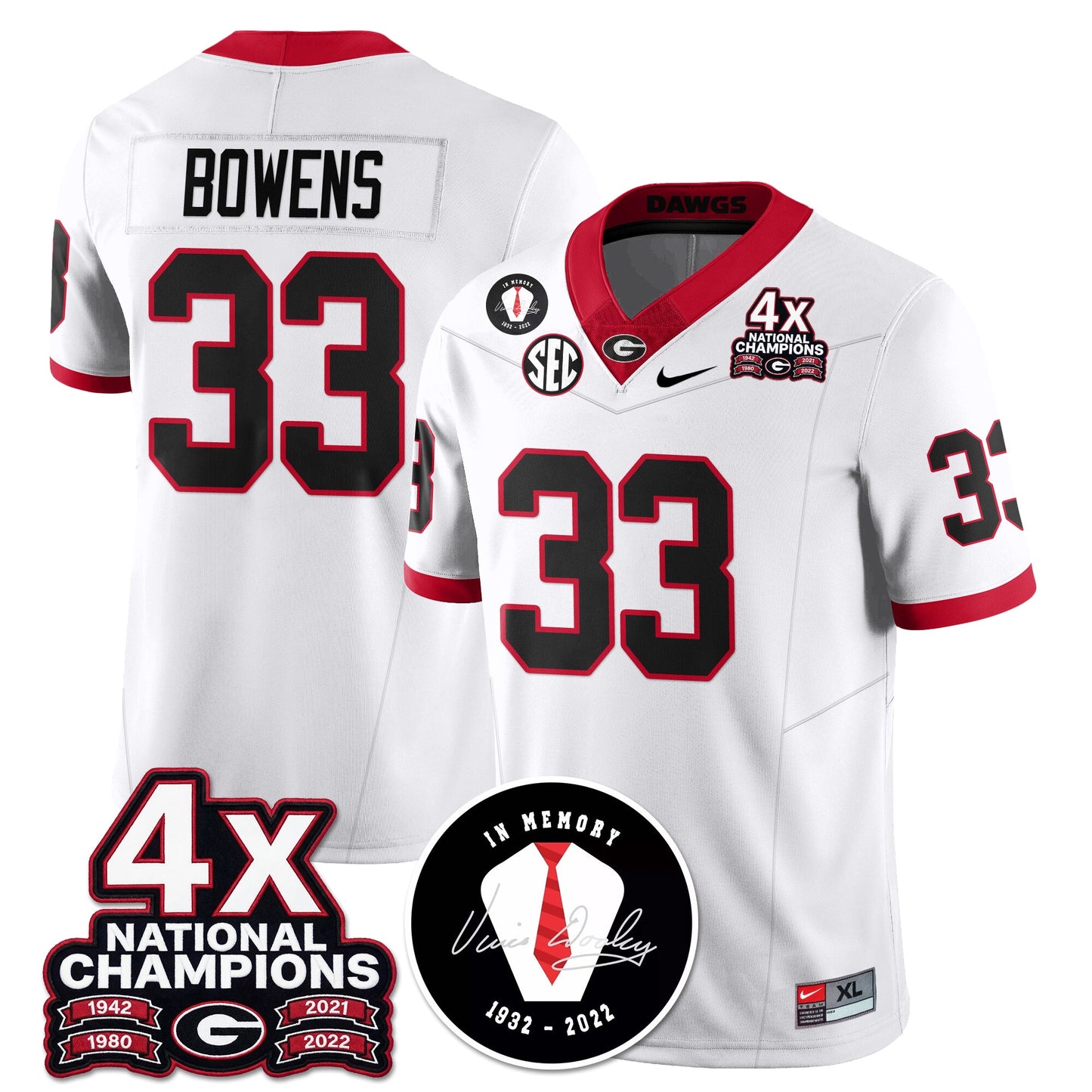 UGA 4x-Time National Champions Vapor Limited Jersey - All Stitched