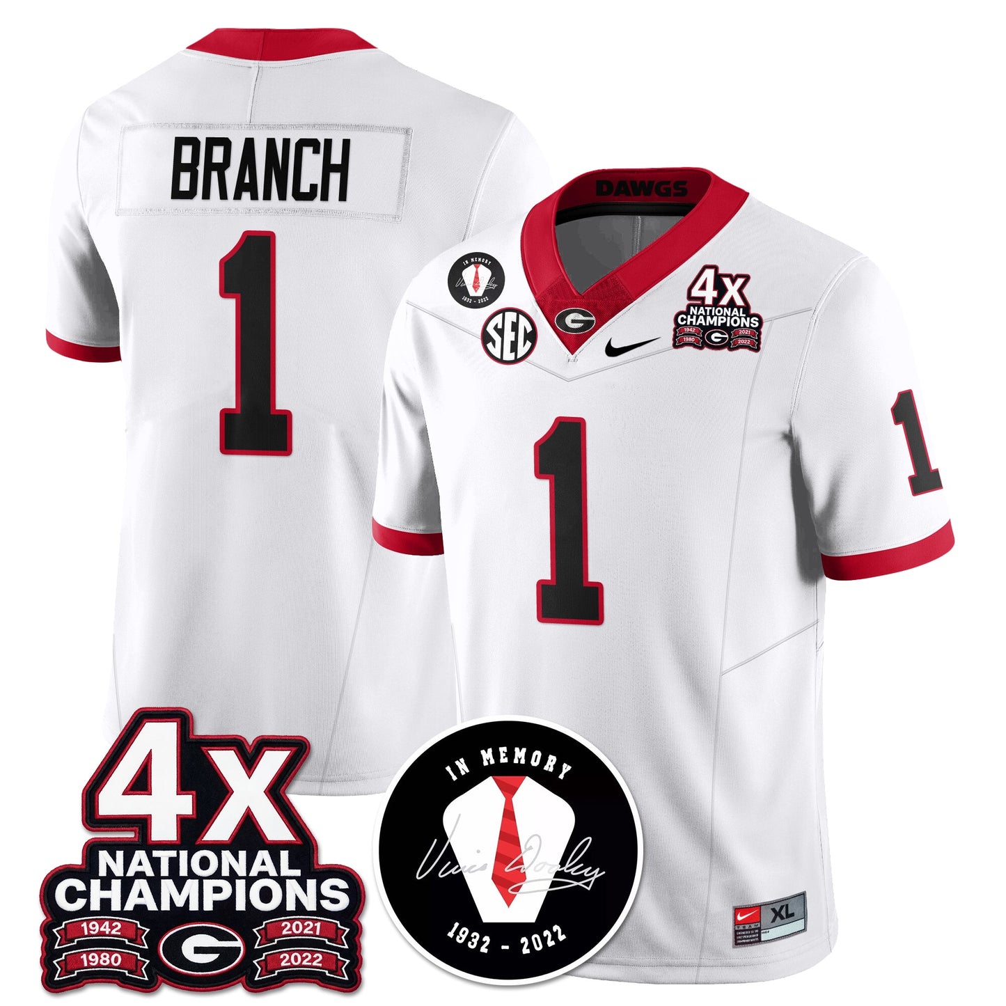 UGA 4x-Time National Champions Vapor Limited Jersey - All Stitched
