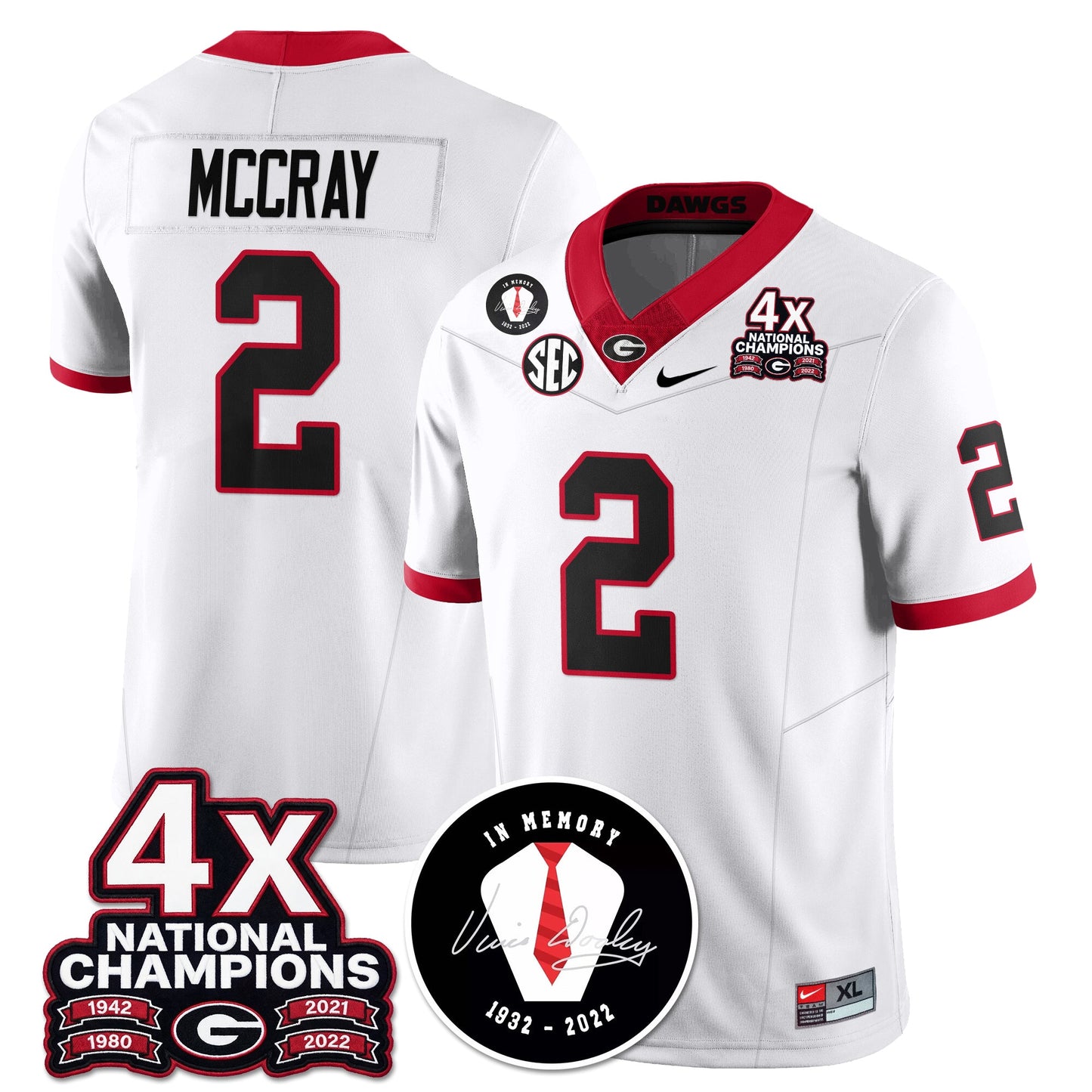 UGA 4x-Time National Champions Vapor Limited Jersey - All Stitched