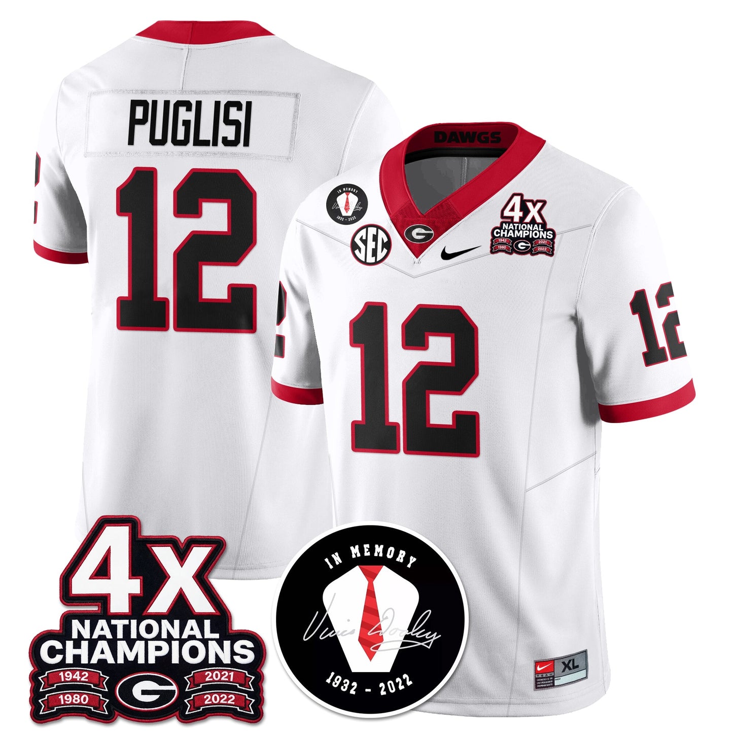 UGA 4x-Time National Champions Vapor Limited Jersey - All Stitched