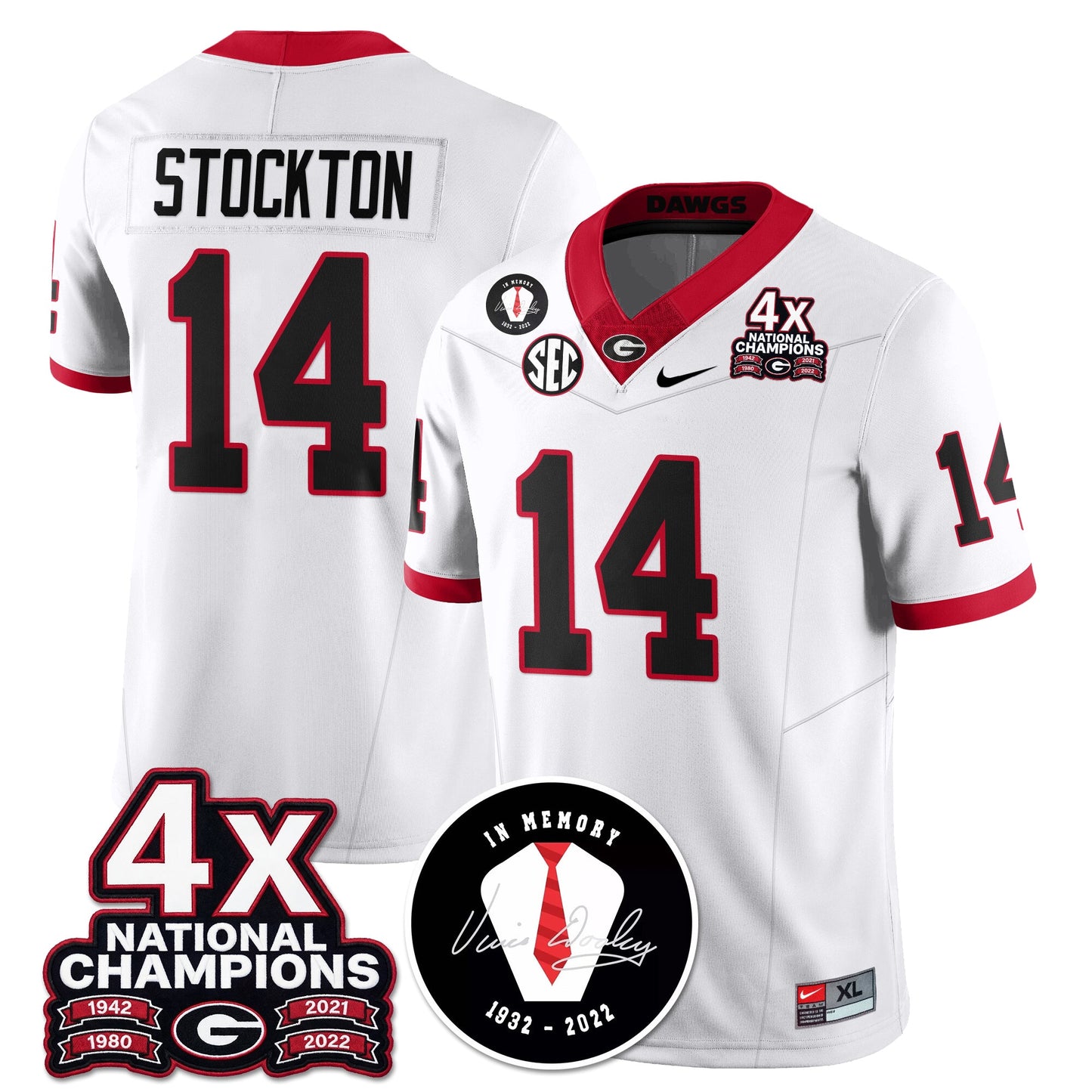 UGA 4x-Time National Champions Vapor Limited Jersey - All Stitched