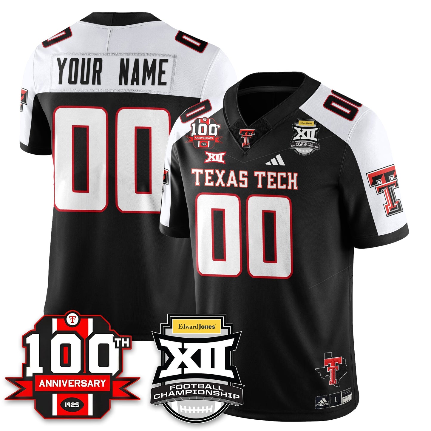 Custom Texas Tech Red Raiders Vapor Limited Jersey - Edward Jones Champions - All Stitched