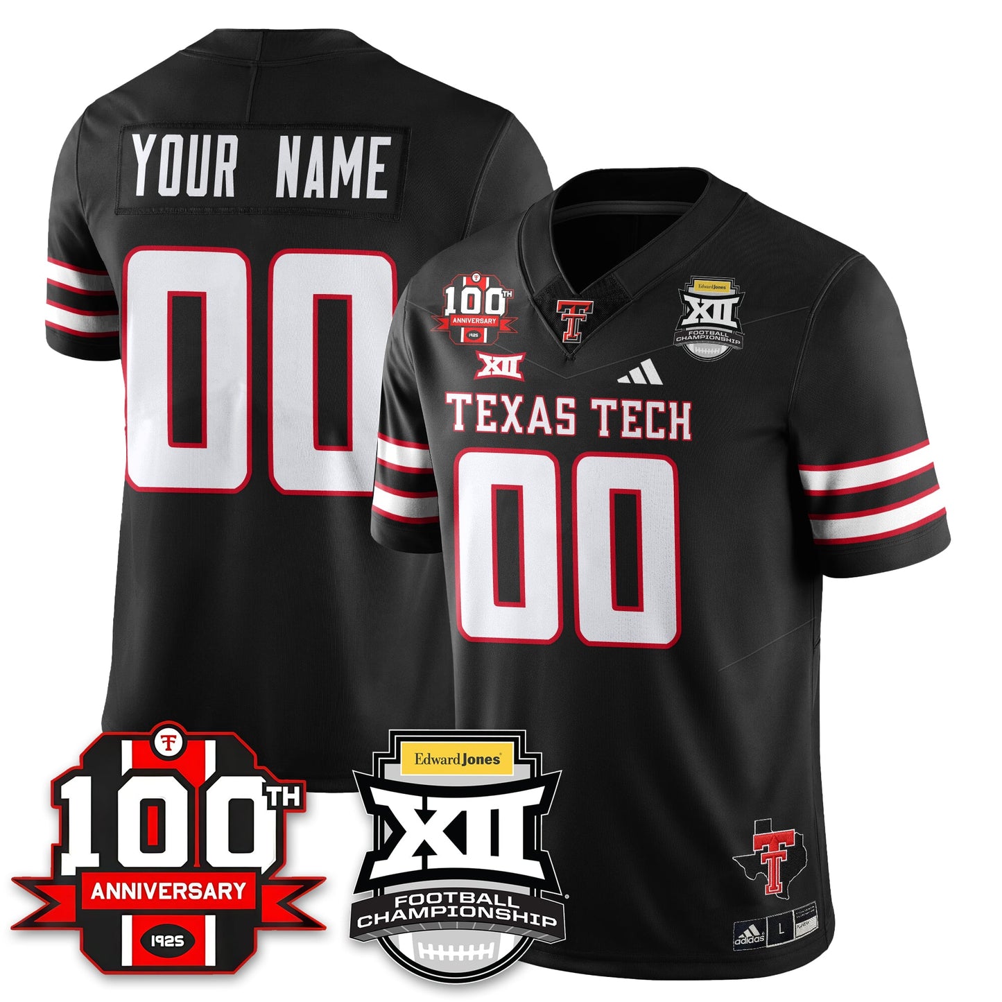 Custom Texas Tech Red Raiders Vapor Limited Jersey - Edward Jones Champions - All Stitched