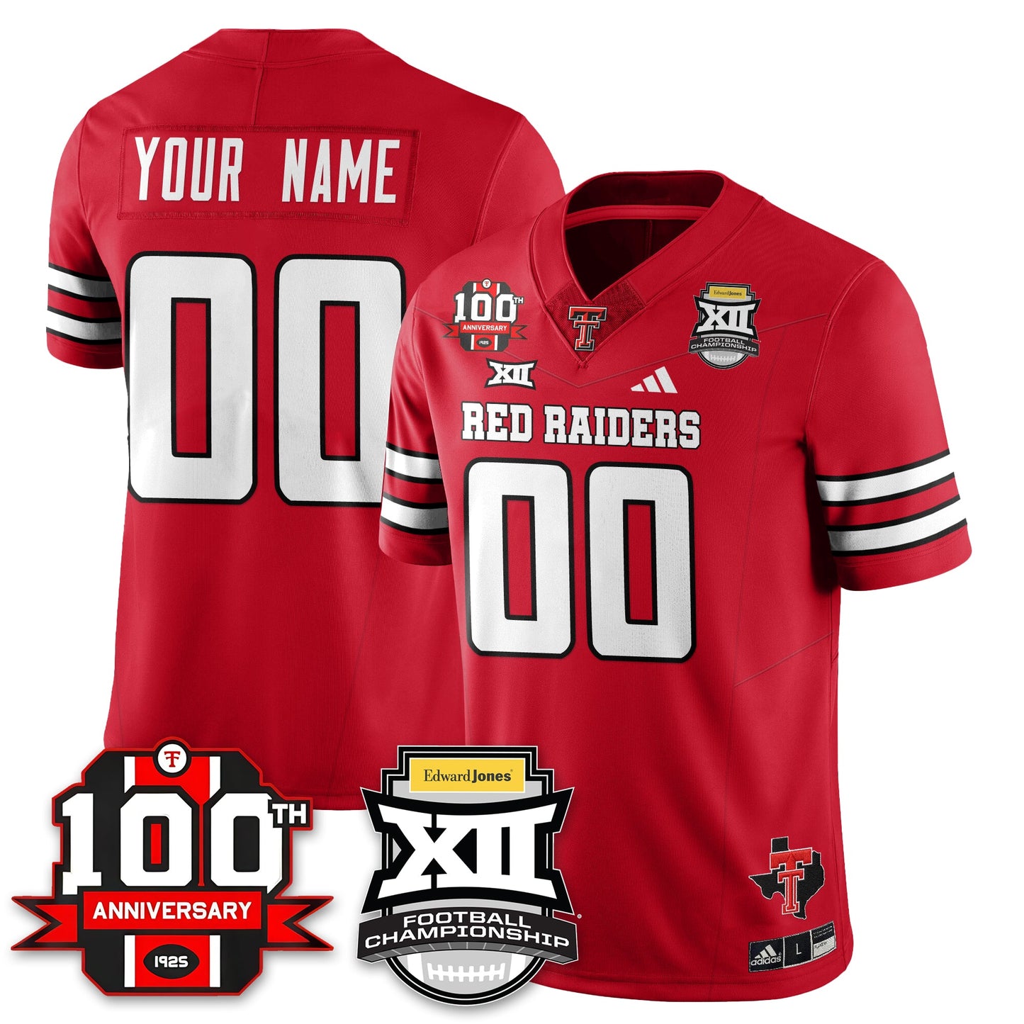 Custom Texas Tech Red Raiders Vapor Limited Jersey - Edward Jones Champions - All Stitched
