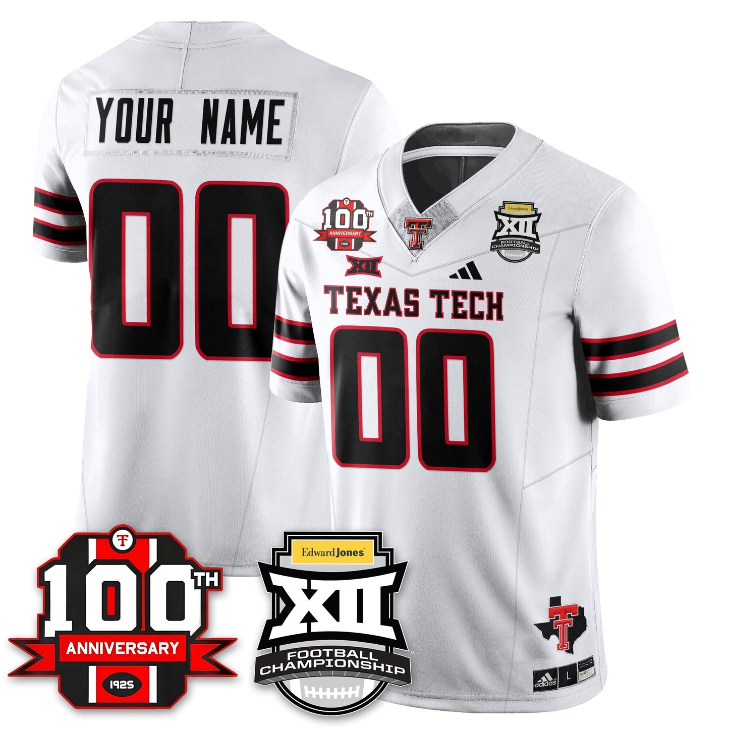 Custom Texas Tech Red Raiders Vapor Limited Jersey - Edward Jones Champions - All Stitched