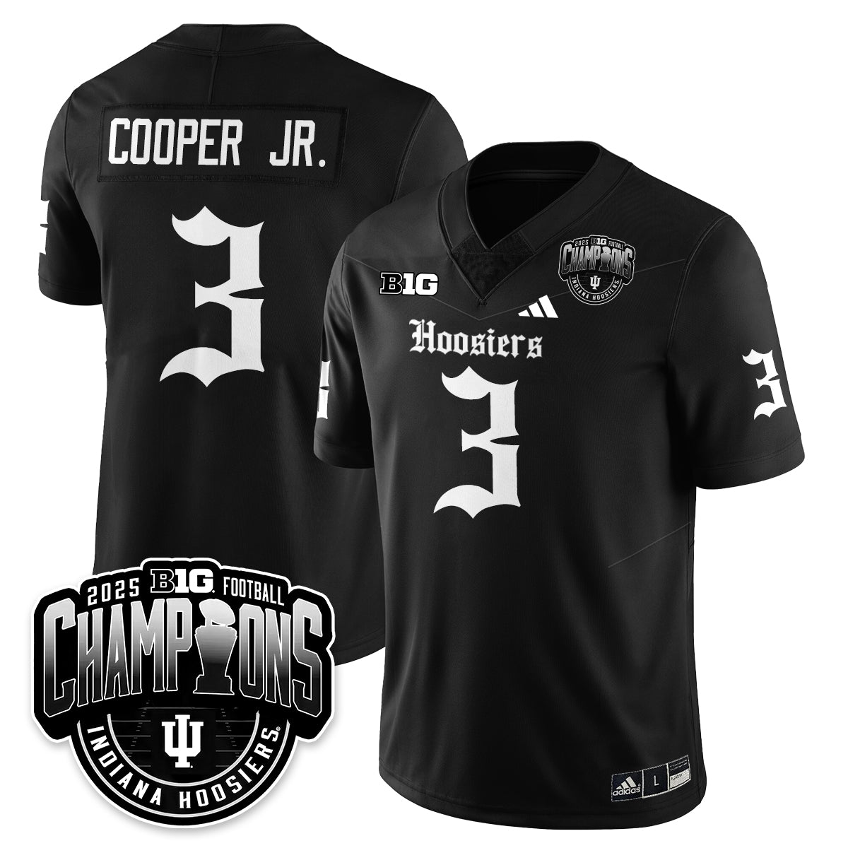 Indiana Hoosiers Gothic Vapor Limited Football Jersey - Big 10 Champions - All Stitched