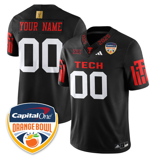 Custom Texas Tech Red Raiders Vapor Limited Football Jersey - Orange Bowl - Stitched
