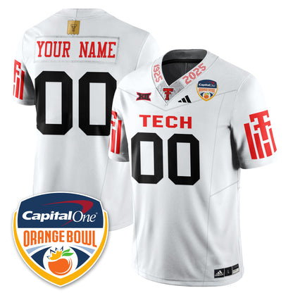 Custom Texas Tech Red Raiders Vapor Limited Football Jersey - Orange Bowl - All Stitched