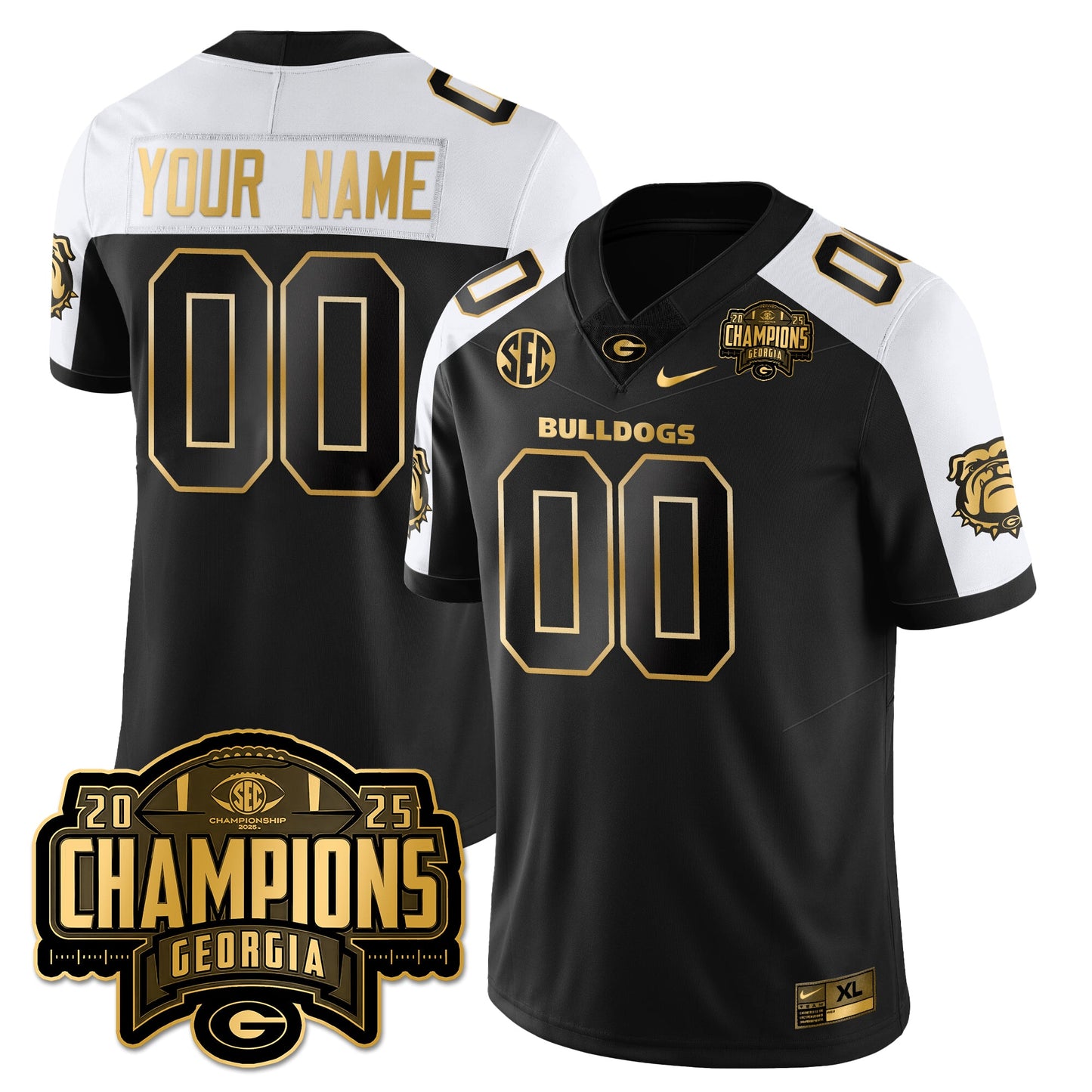 Custom UGA Vapor Limited Gold Jersey - SEC Football Champions - All Stitched
