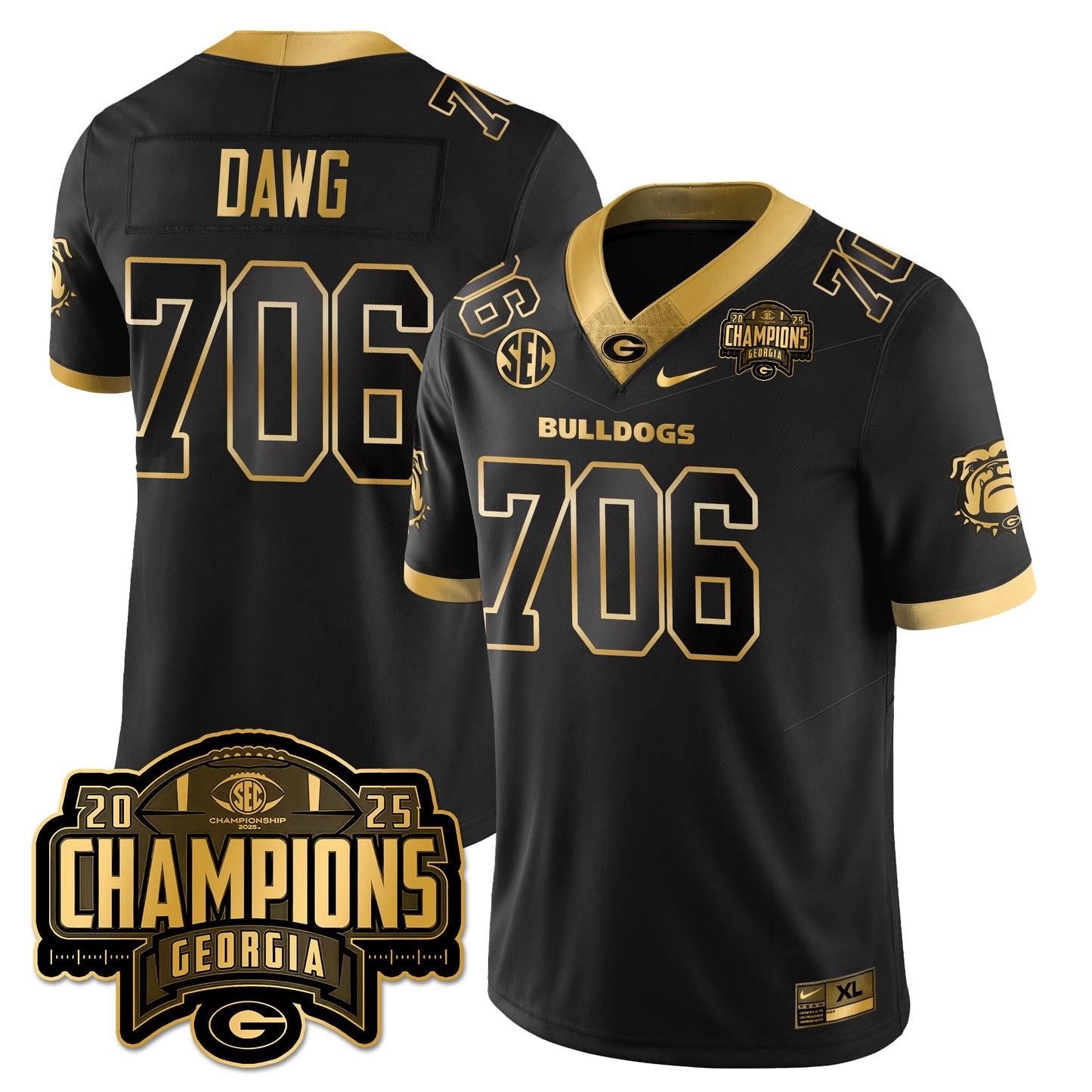 UGA Vapor Limited Gold Jersey - SEC Football Champions - All Stitched