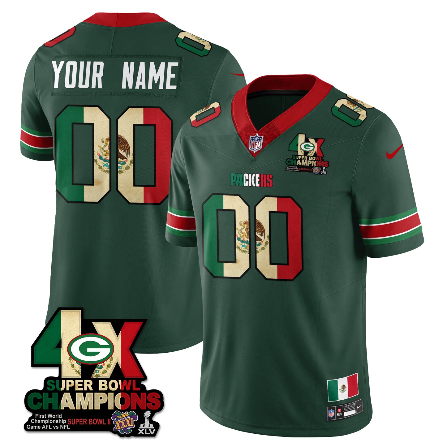 GB Mexico Vapor Limited Custom Jersey - All Stitched
