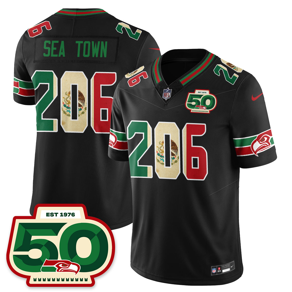 Seattle Seahawks Mexico Vapor Limited Jersey - All Stitched