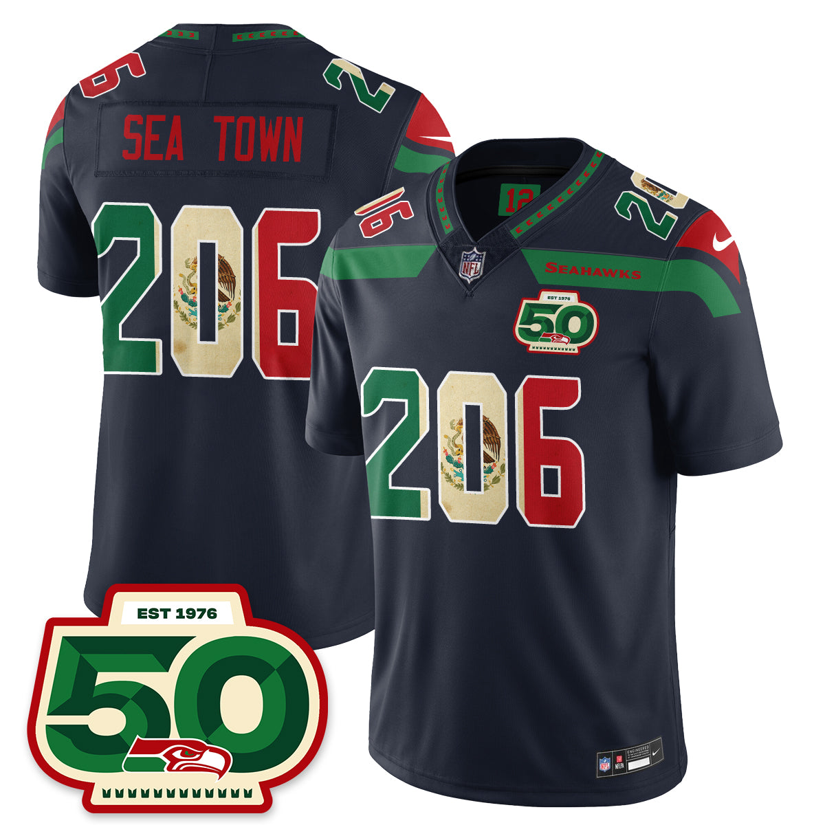 Seattle Seahawks Mexico Vapor Limited Jersey - All Stitched