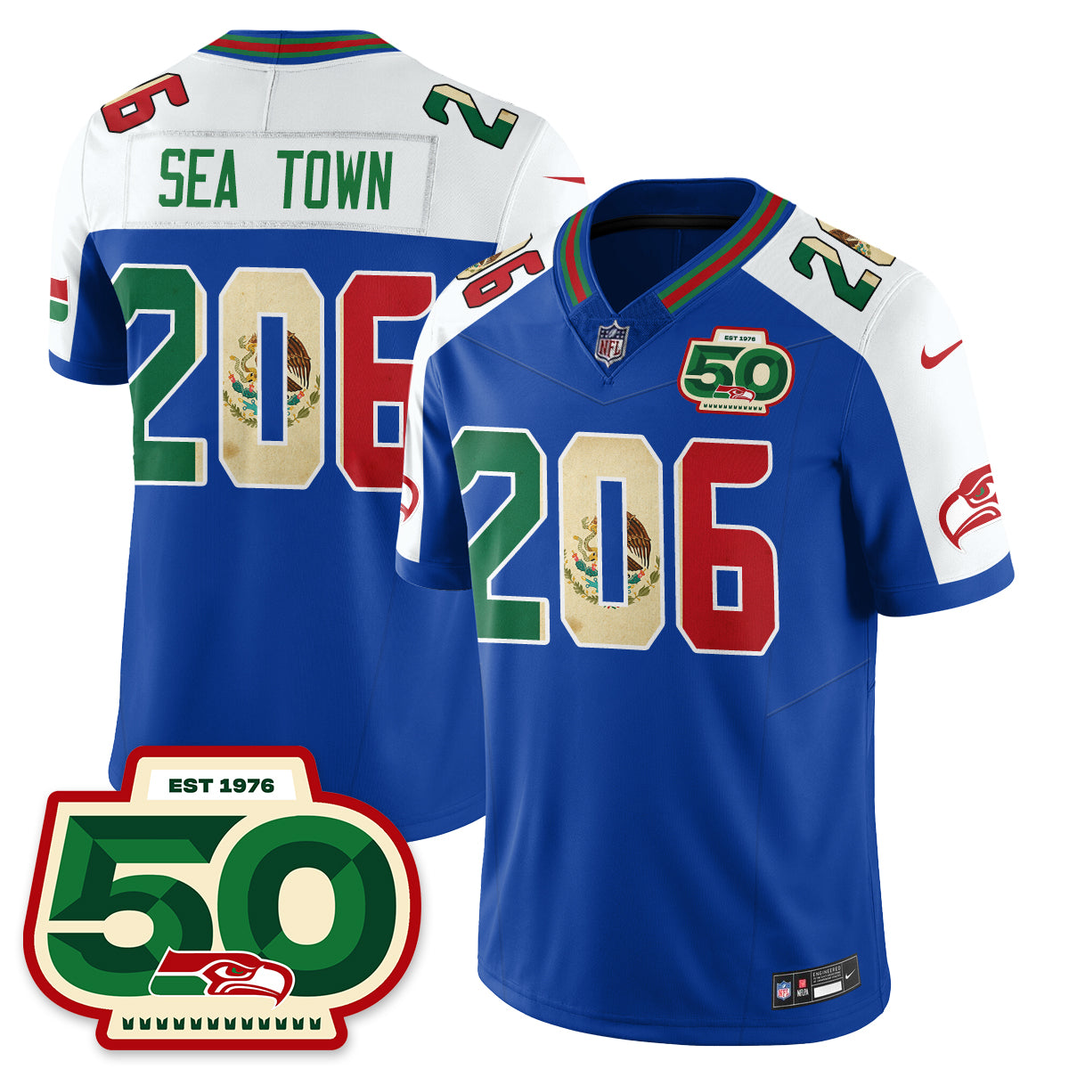 Seattle Seahawks Mexico Vapor Limited Jersey - All Stitched