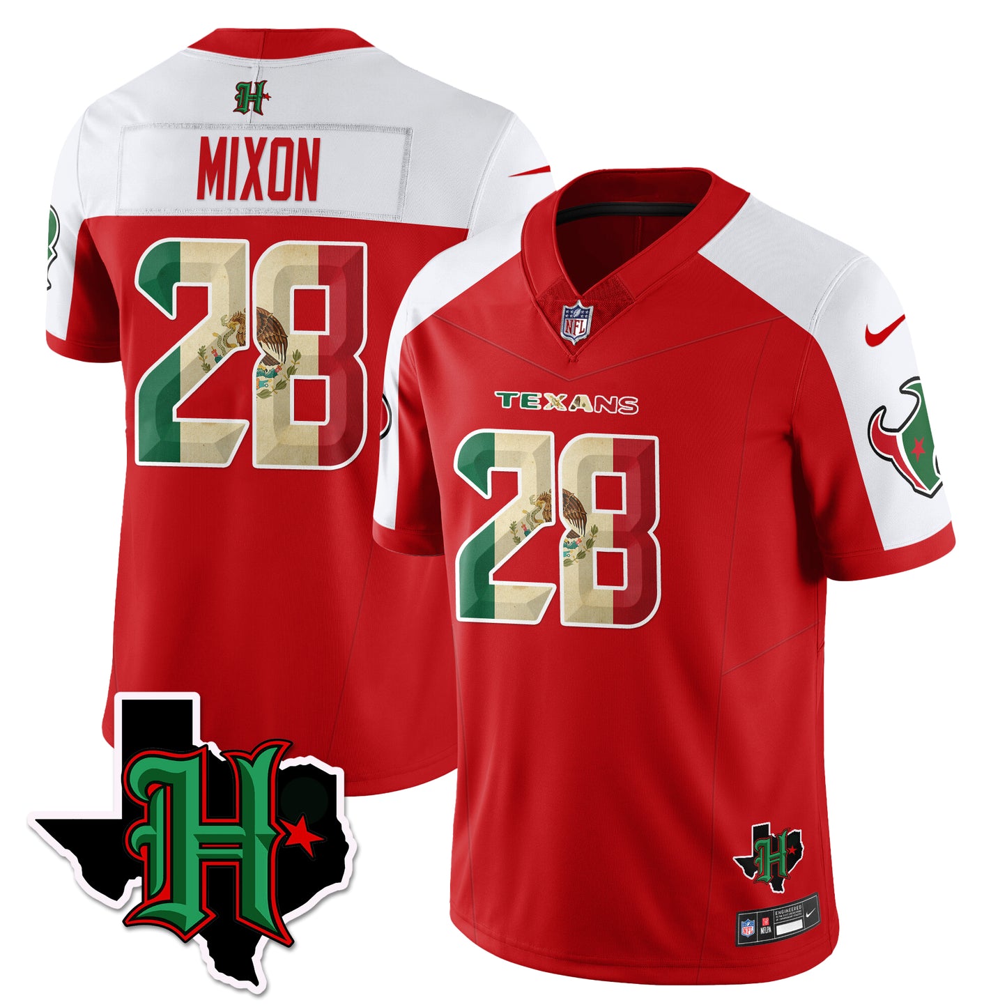 HOU Mexico Vapor Limited Jersey - All Stitched