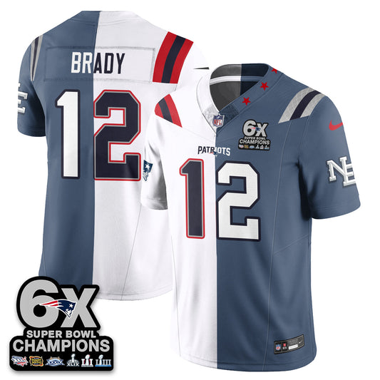 NE 6-Time Champions Patch Vapor Limited Split Jersey - Stitched