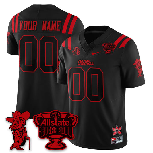 Custom Ole Miss Rebels 2025 Sugar Bowl 'Stranger Things Edition' Vapor Limited Football Jersey - Stitched