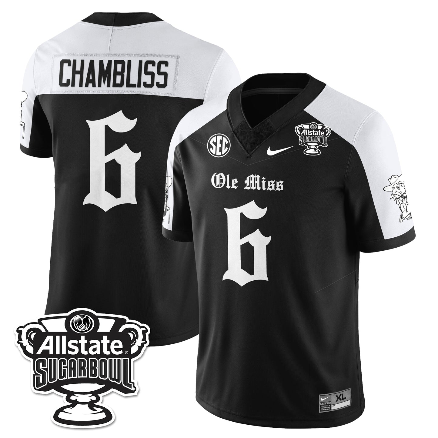 Ole Miss Rebels 2025 Sugar Bowl Gothic Vapor Limited Football Jersey - All Stitched