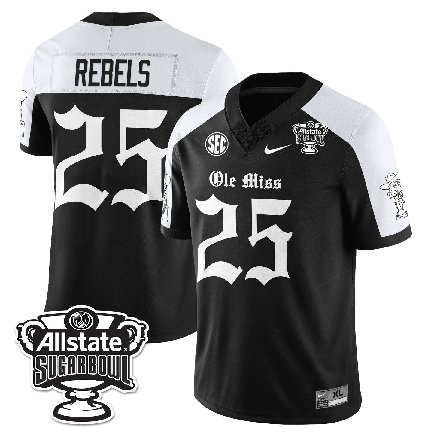 Ole Miss Rebels 2025 Sugar Bowl Gothic Vapor Limited Football Jersey - All Stitched