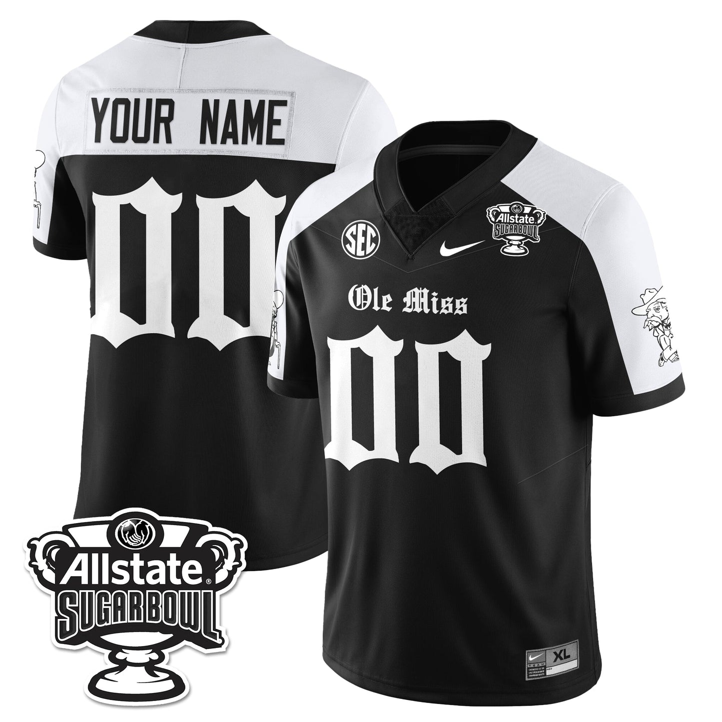 Custom Ole Miss Rebels 2025 Sugar Bowl Gothic Vapor Limited Football Jersey - All Stitched