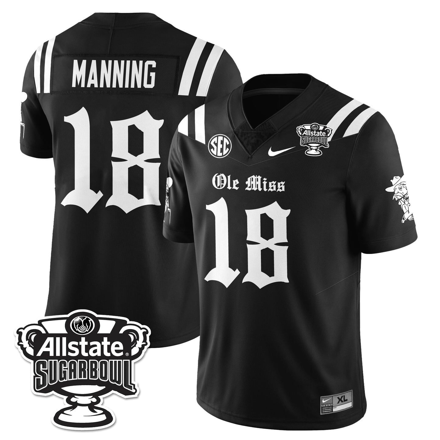 Ole Miss Rebels 2025 Sugar Bowl Gothic Vapor Limited Football Jersey - All Stitched