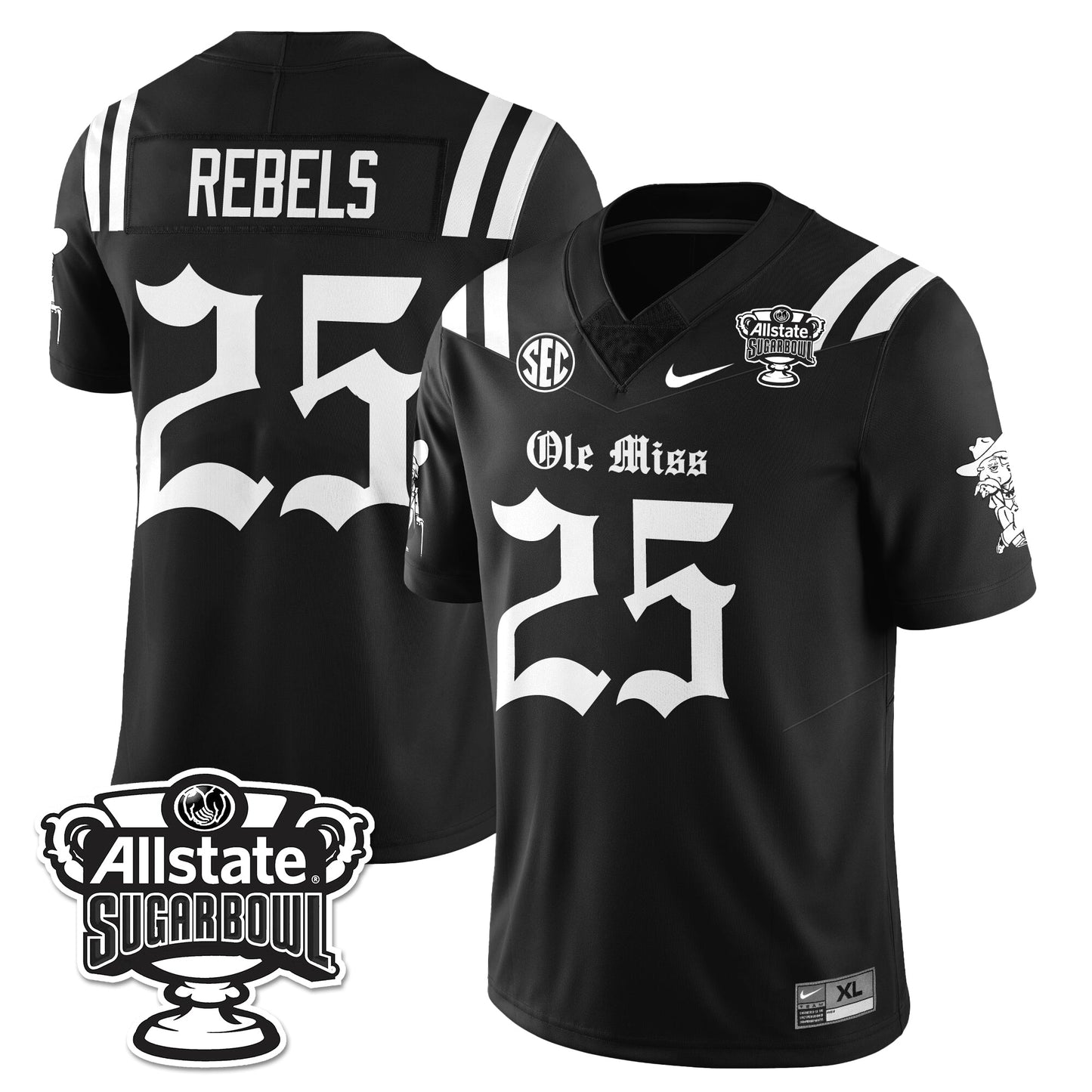 Ole Miss Rebels 2025 Sugar Bowl Gothic Vapor Limited Football Jersey - All Stitched