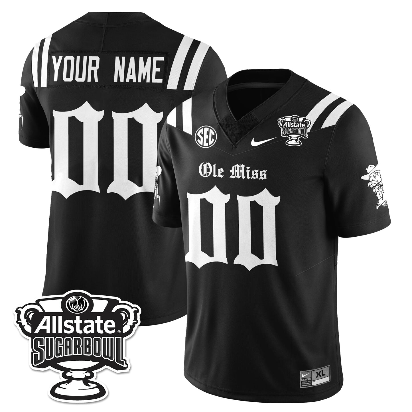 Ole Miss Rebels 2025 Sugar Bowl Gothic Vapor Limited Football Jersey - All Stitched