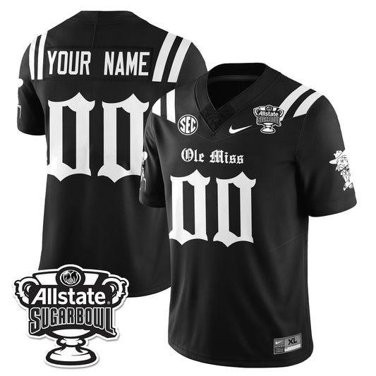 Custom Ole Miss Rebels 2025 Sugar Bowl Gothic Vapor Limited Football Jersey - Stitched