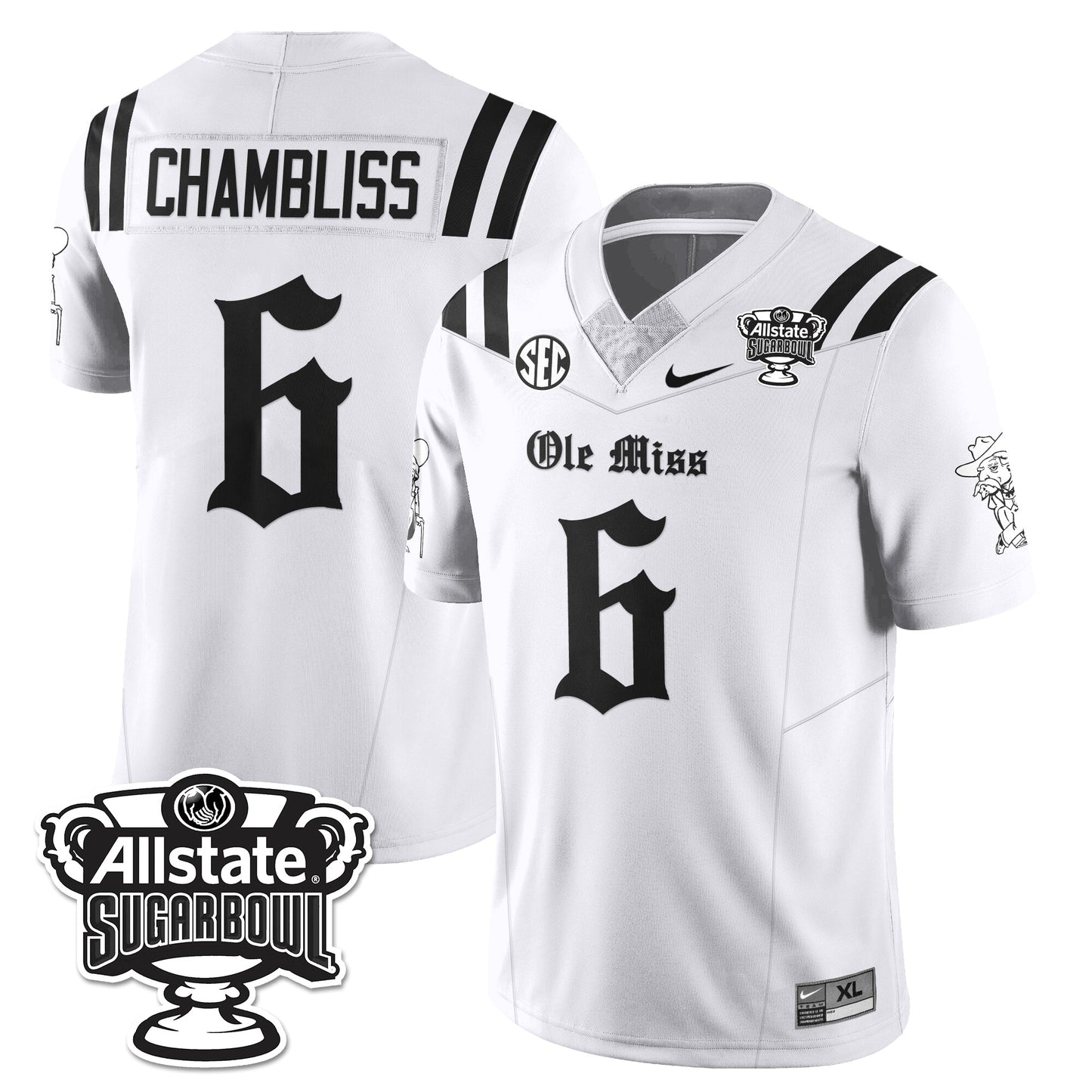 Ole Miss Rebels 2025 Sugar Bowl Gothic Vapor Limited Football Jersey - All Stitched