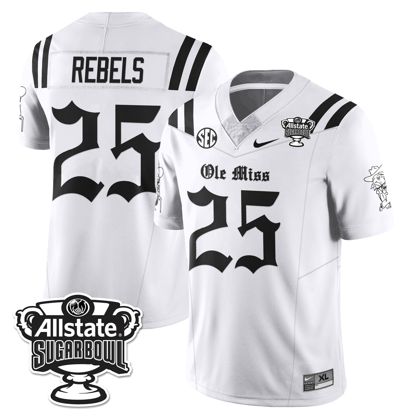 Ole Miss Rebels 2025 Sugar Bowl Gothic Vapor Limited Football Jersey - All Stitched