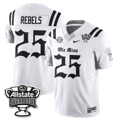 Ole Miss Rebels 2025 Sugar Bowl Gothic Vapor Limited Football Jersey - All Stitched