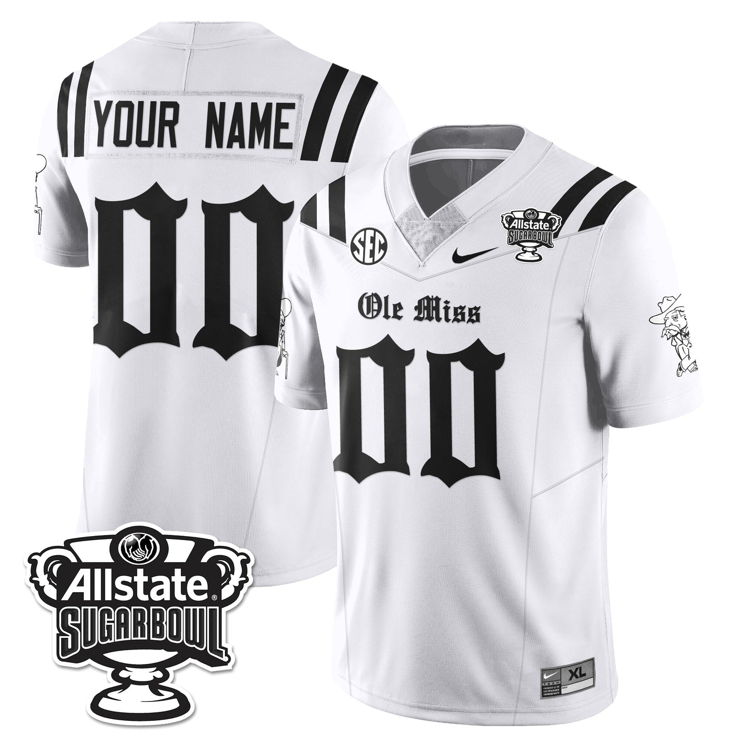 Custom Ole Miss Rebels 2025 Sugar Bowl Gothic Vapor Limited Football Jersey - All Stitched