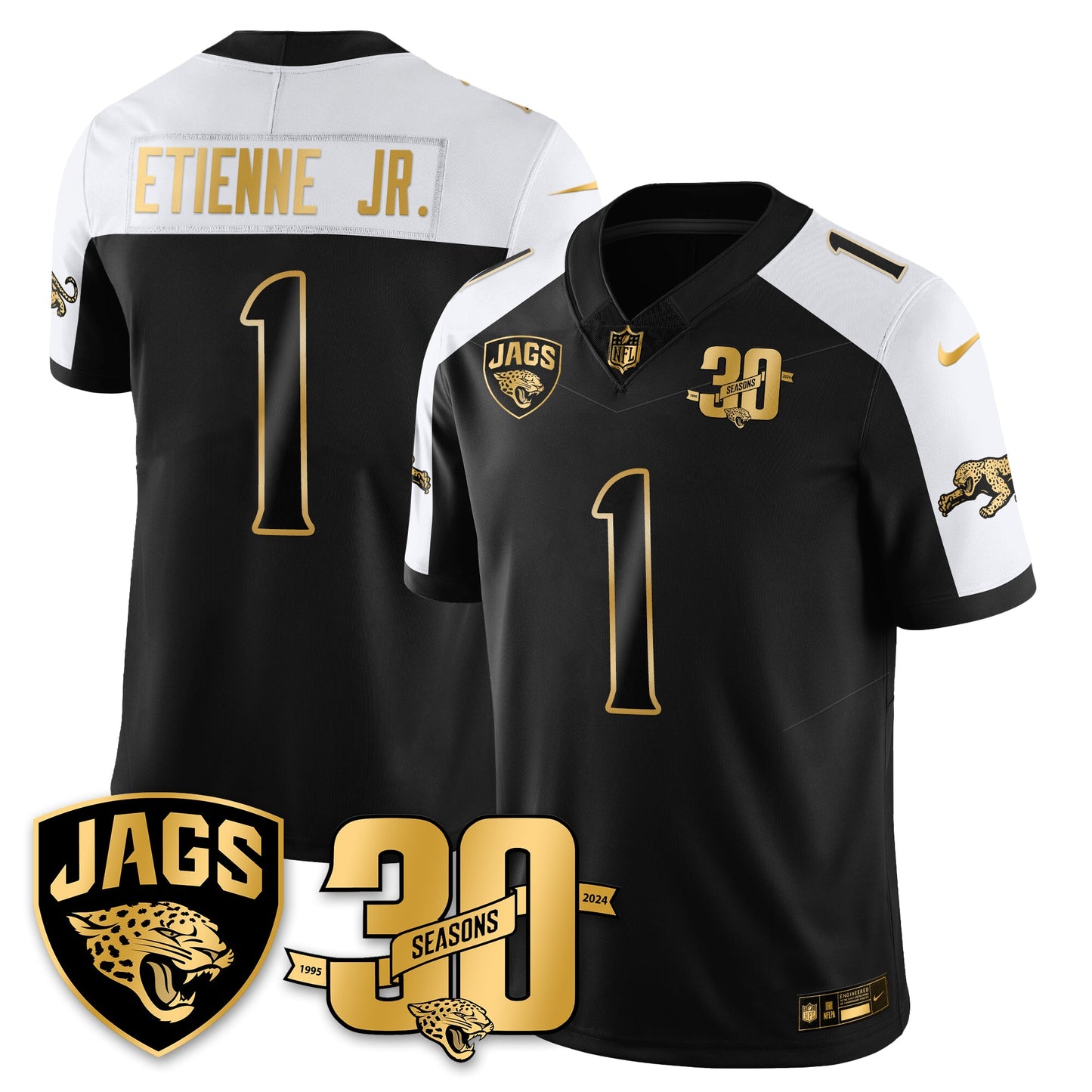 JAX 30th Season Patch Throwback Gold Vapor Limited Jersey - All Stitched