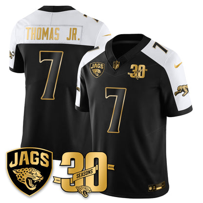 JAX 30th Season Patch Throwback Gold Vapor Limited Jersey - All Stitched