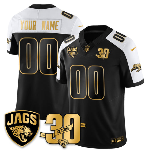 Custom JAX 30th Season Patch Throwback Gold Vapor Limited Jersey - All Stitched