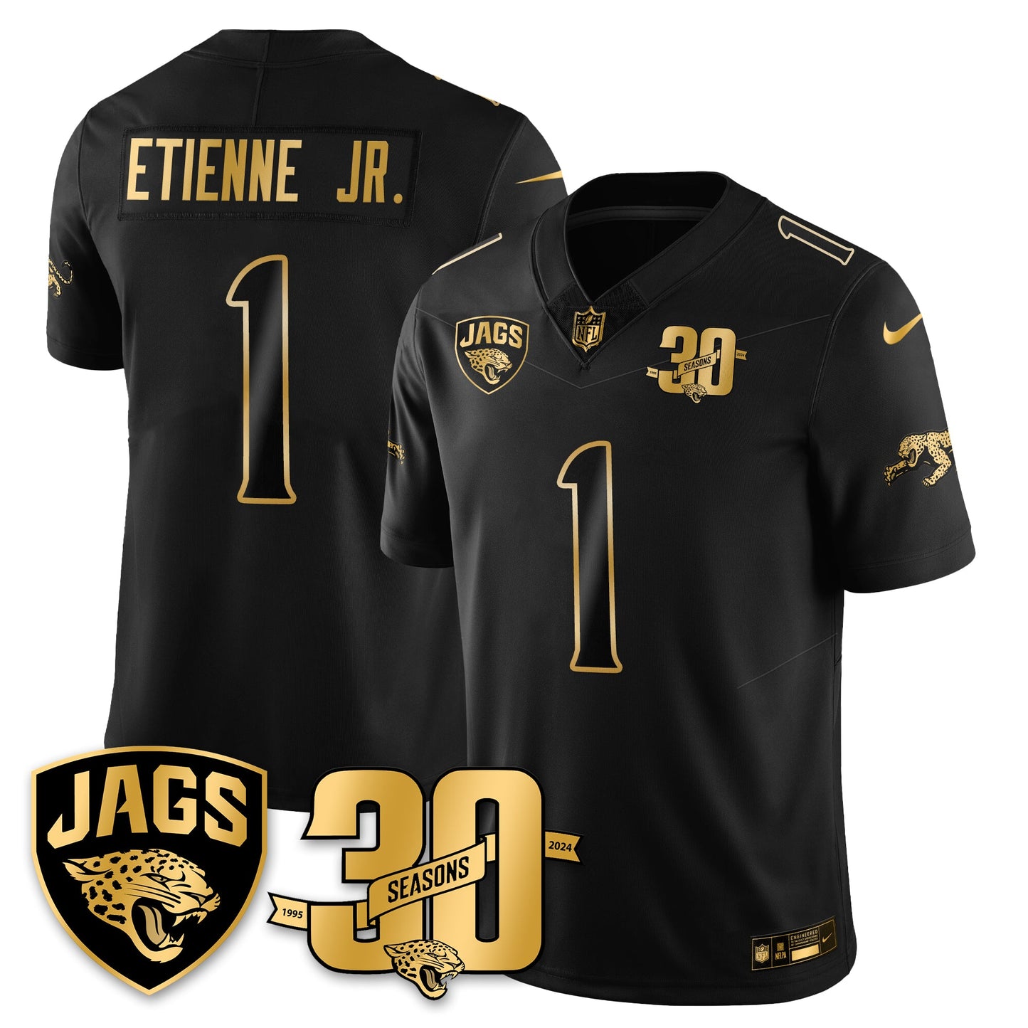 JAX 30th Season Patch Throwback Gold Vapor Limited Jersey - All Stitched