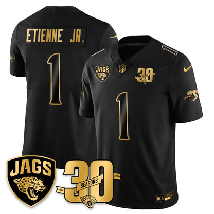 JAX 30th Season Patch Throwback Gold Vapor Limited Jersey - All Stitched