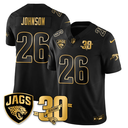 JAX 30th Season Patch Throwback Gold Vapor Limited Jersey - All Stitched