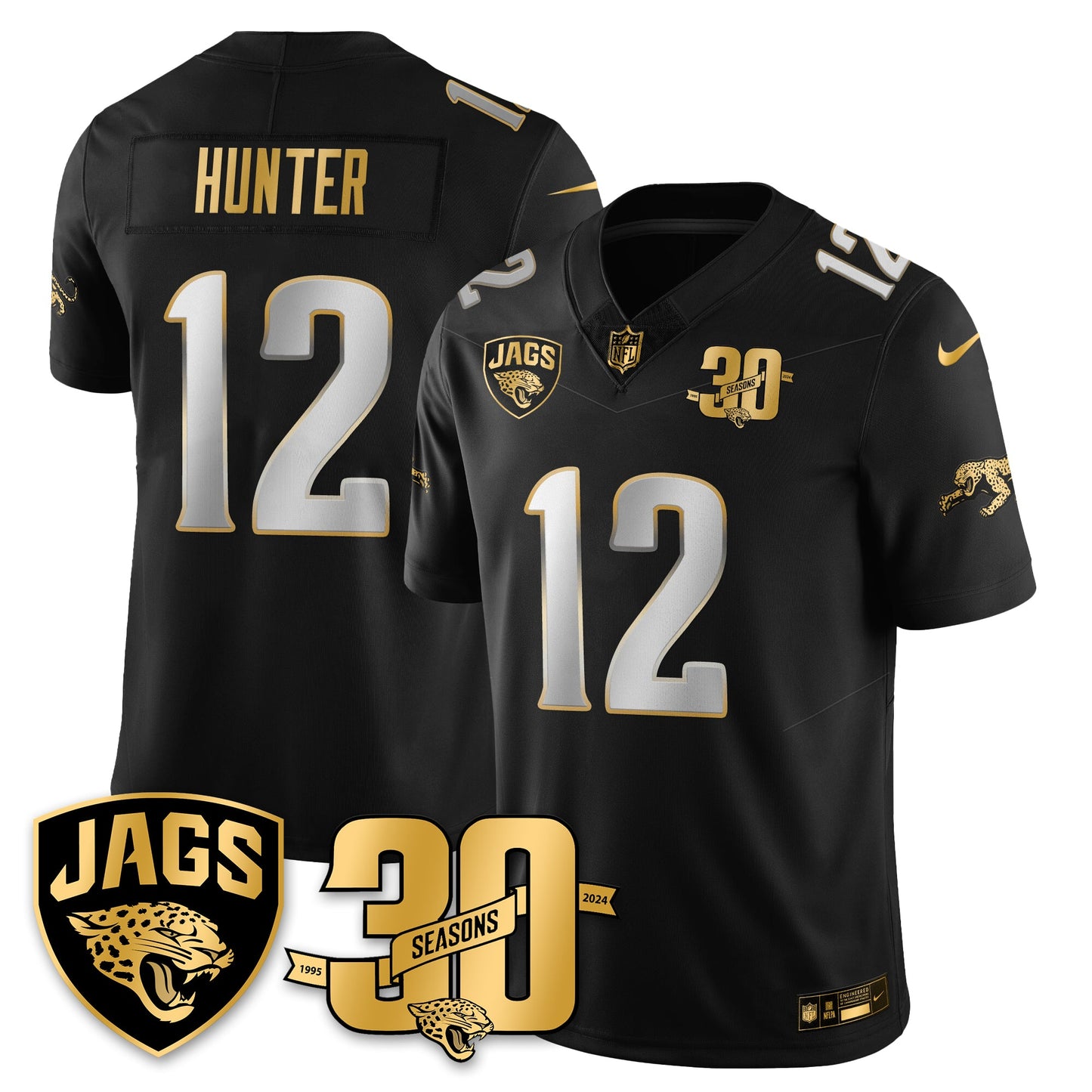 JAX 30th Season Patch Throwback Gold Vapor Limited Jersey - All Stitched