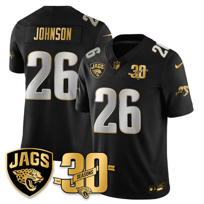 JAX 30th Season Patch Throwback Gold Vapor Limited Jersey - All Stitched