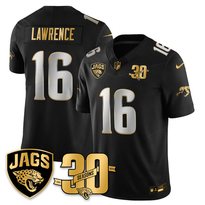 JAX 30th Season Patch Throwback Gold Vapor Limited Jersey - All Stitched
