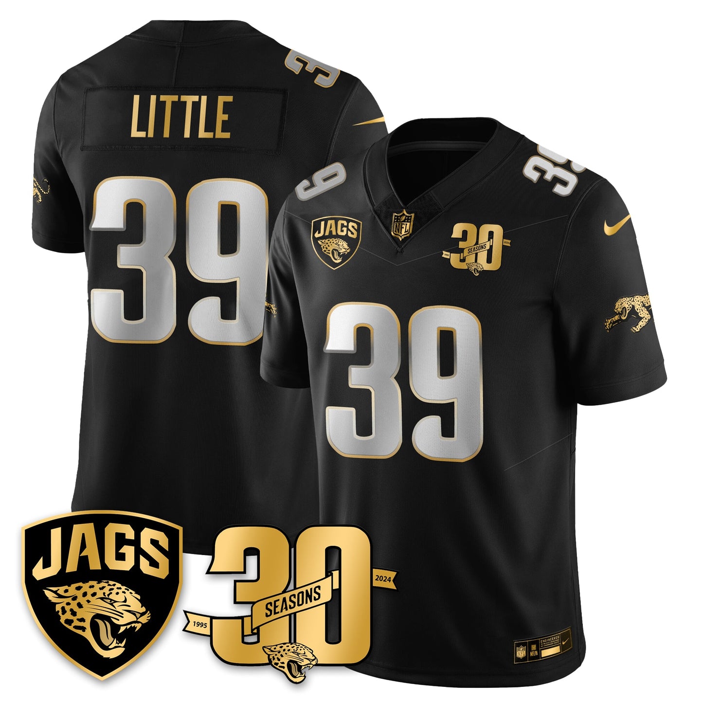 JAX 30th Season Patch Throwback Gold Vapor Limited Jersey - All Stitched