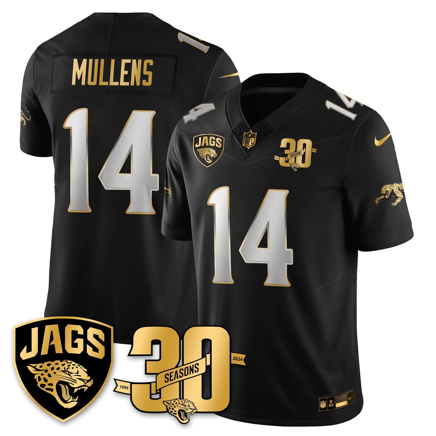 JAX 30th Season Patch Throwback Gold Vapor Limited Jersey - All Stitched