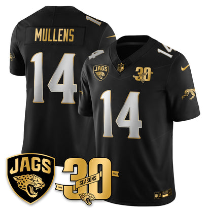 JAX 30th Season Patch Throwback Gold Vapor Limited Jersey - All Stitched