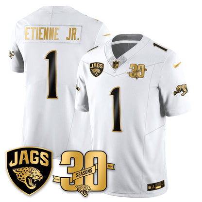 JAX 30th Season Patch Throwback Gold Vapor Limited Jersey - All Stitched