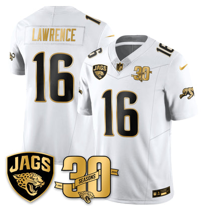 JAX 30th Season Patch Throwback Gold Vapor Limited Jersey - All Stitched