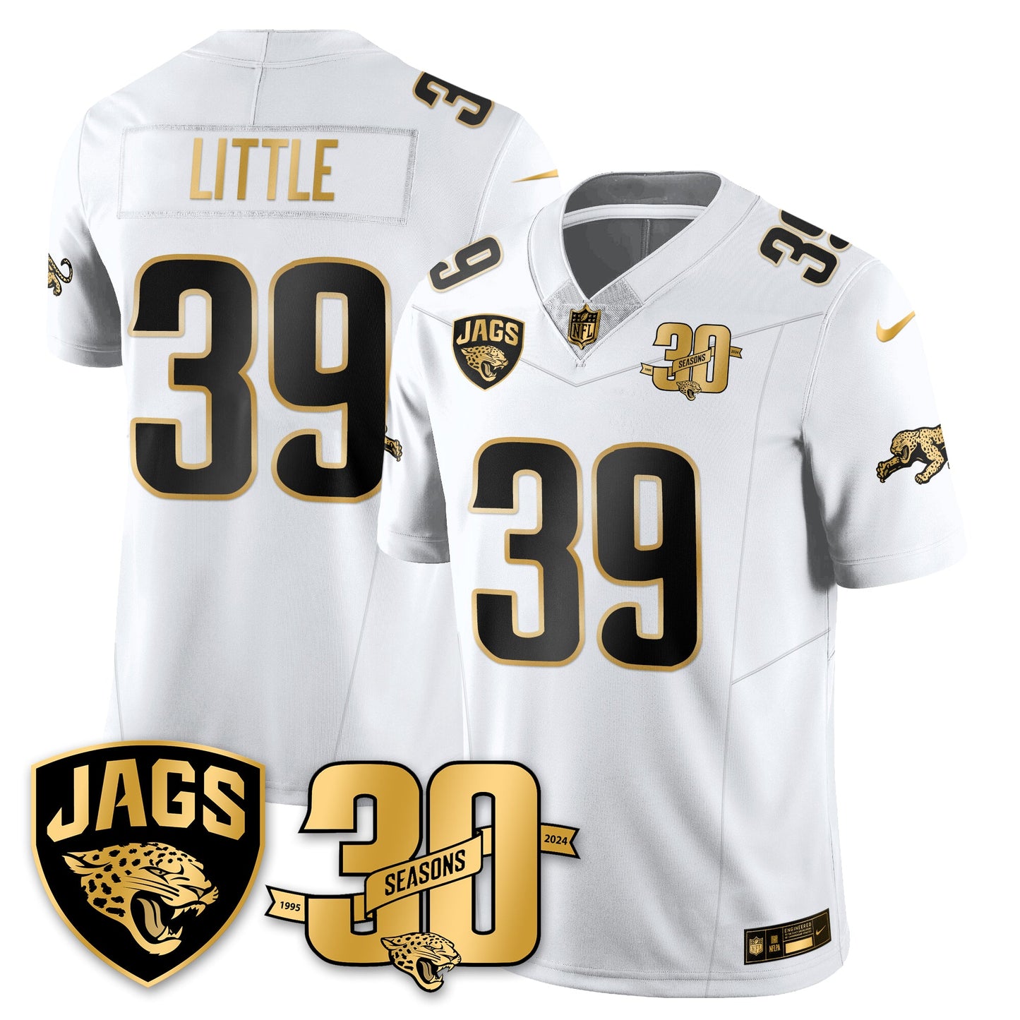 JAX 30th Season Patch Throwback Gold Vapor Limited Jersey - All Stitched