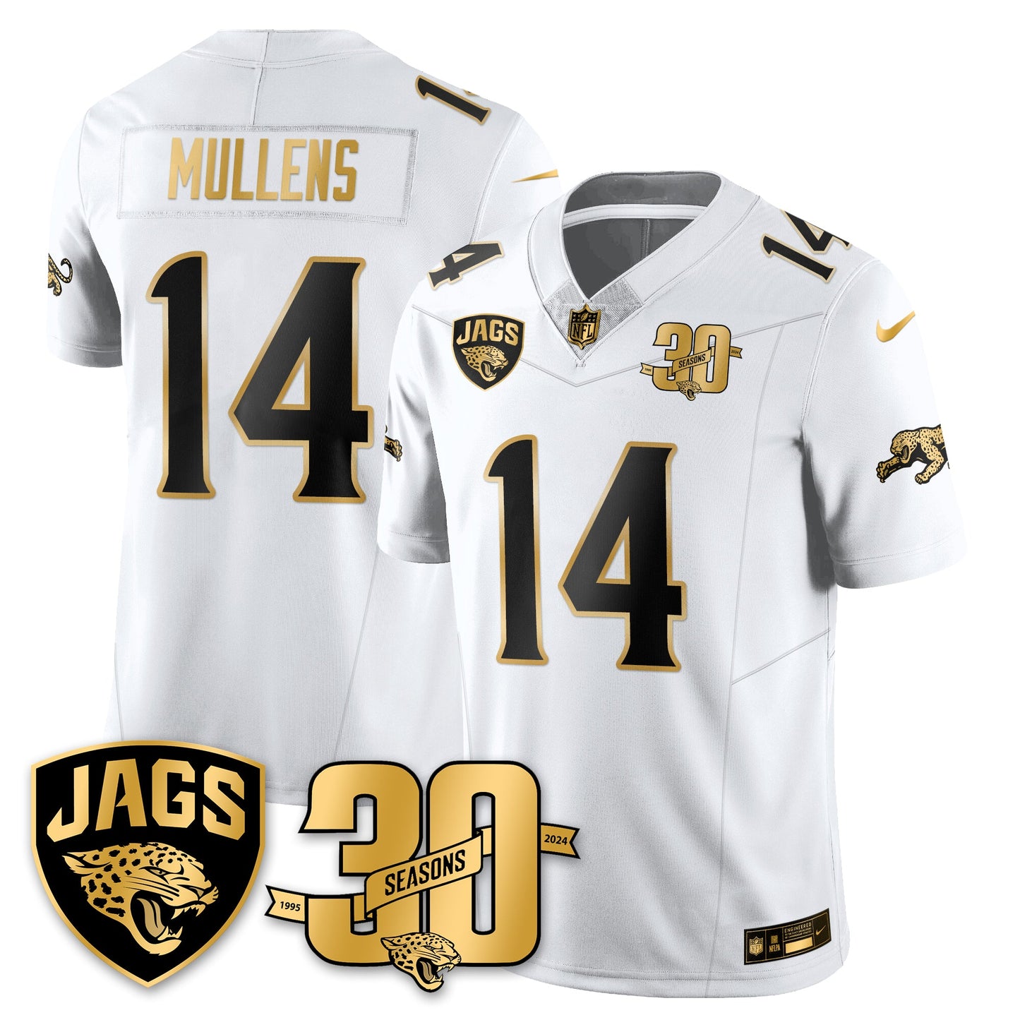 JAX 30th Season Patch Throwback Gold Vapor Limited Jersey - All Stitched
